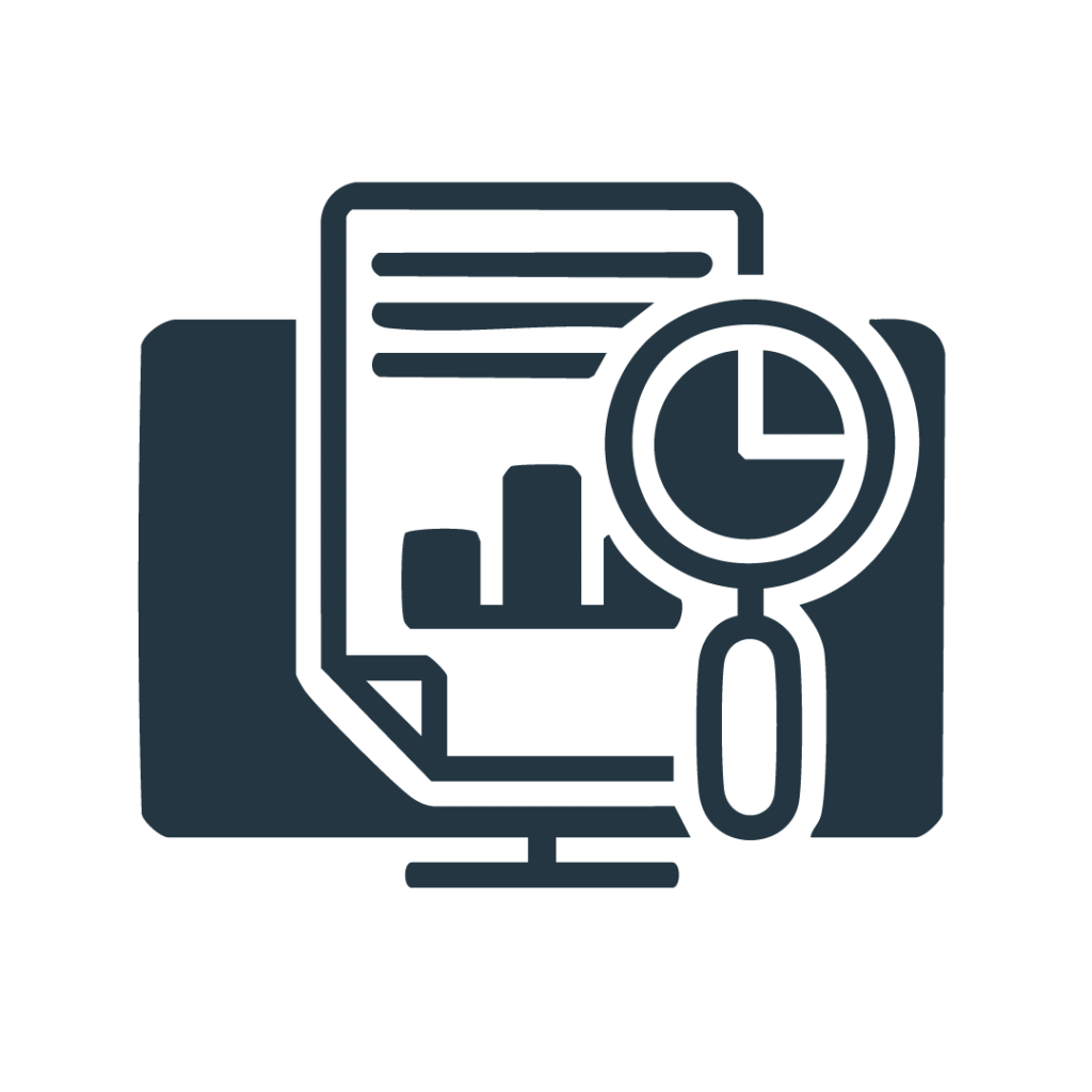 Servicio de Seguridad Privada. Analista de inteligencia revisando datos confidenciales en una oficina corporativa, parte del servicio de investigación e inteligencia empresarial.