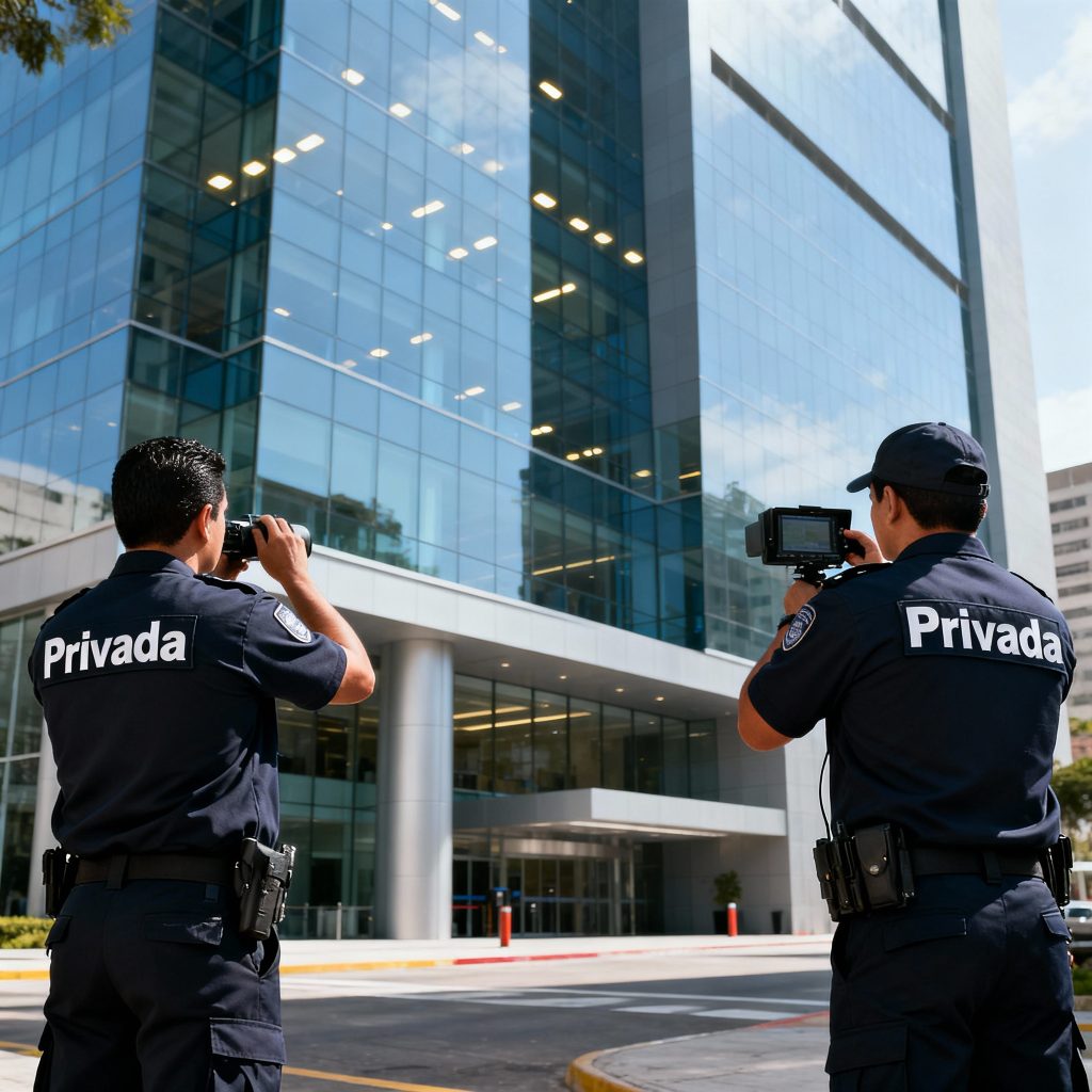 Profesionales de seguridad privada protegiendo activos empresariales